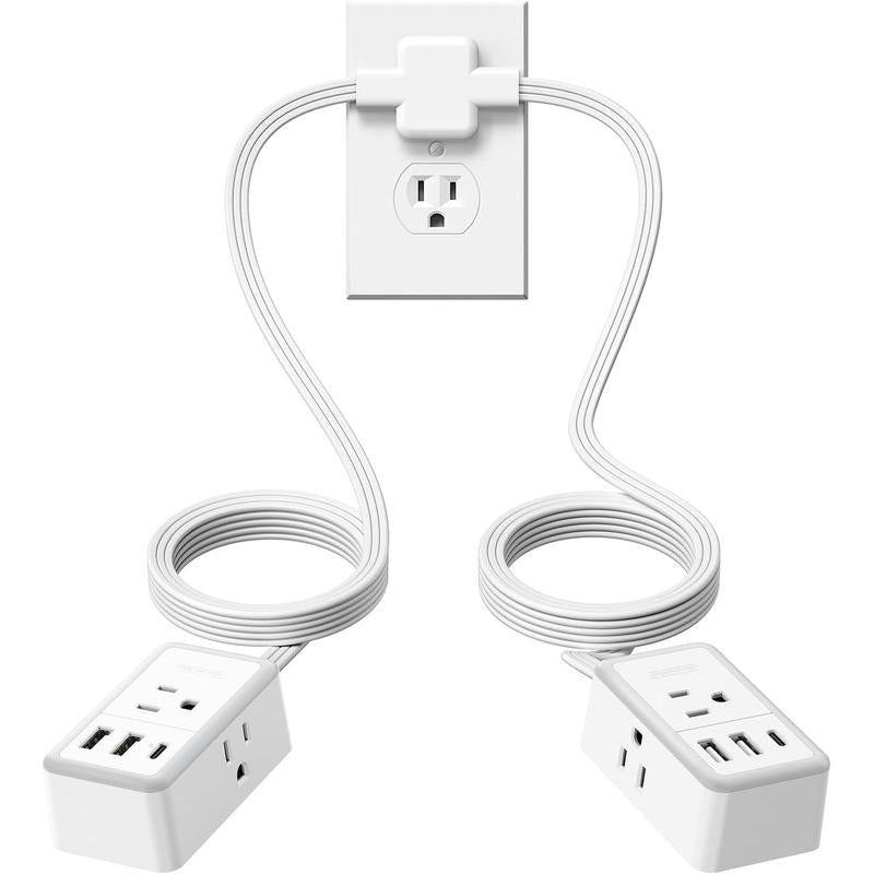 Twin Extension Cord Splitter 12 FT, with 6ft Dual Extension Cord on Each Side 3 Widely Outlets, Double Extension Cord for Home Office Dorm Room