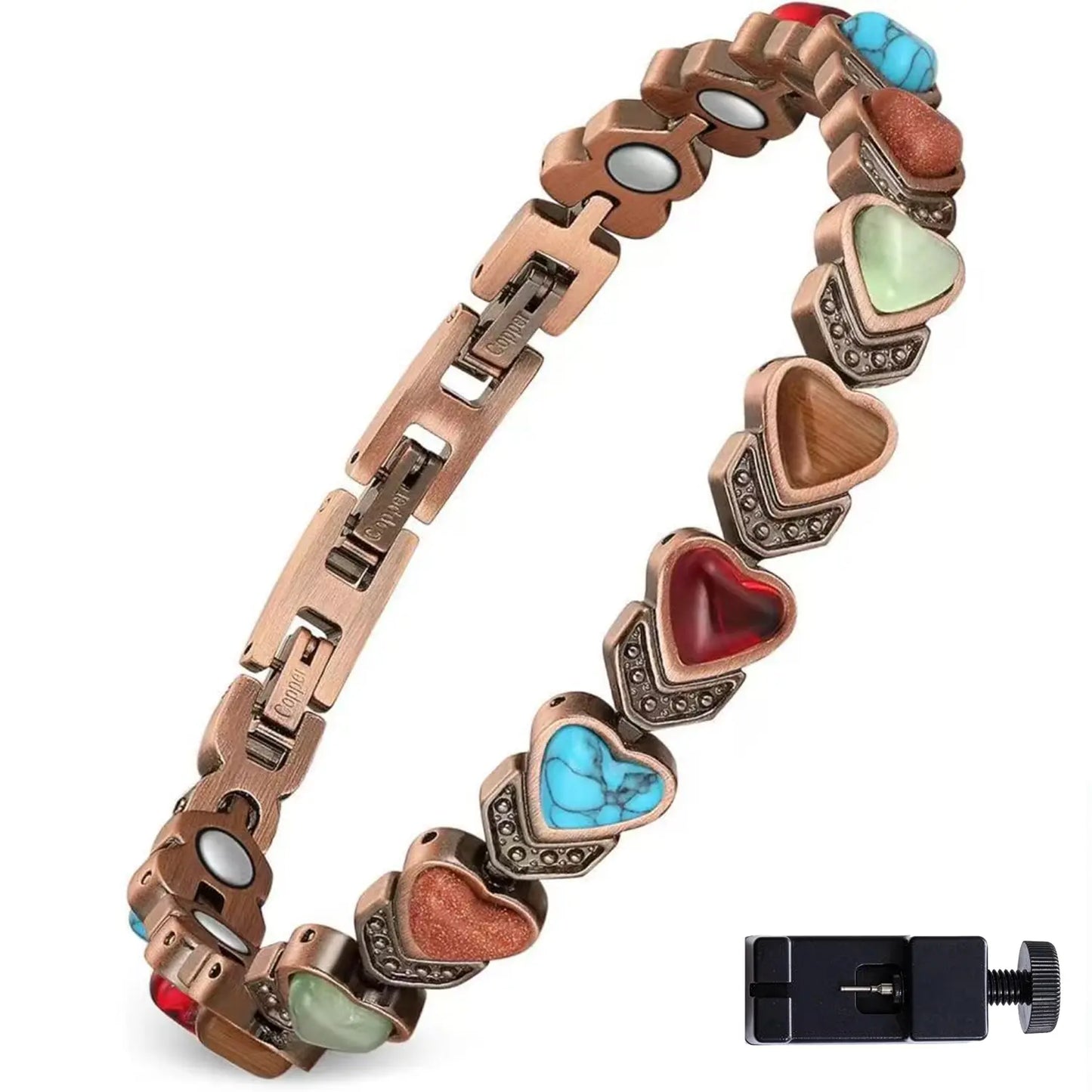 🔥🎁Copper Bracelet for Women, Pure Copper Magnetic Bracelets, Natural Unique Gemstone
