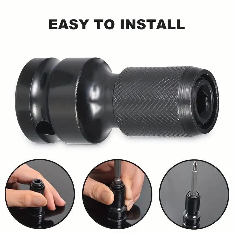 2 PCS 1/2 inch Square Drive to 1/4 inch Hex Female Socket Adapter Converter Chuck Adapter