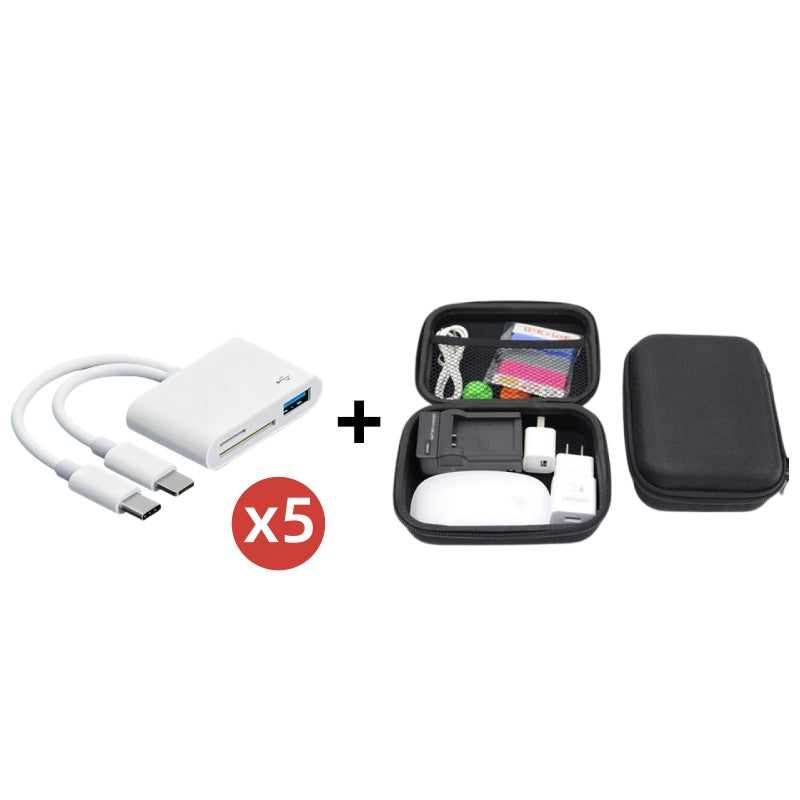 💻Universal 5-in-1 Card Reader Hub – Dual Type-C Multi-Port Memory Card Reader