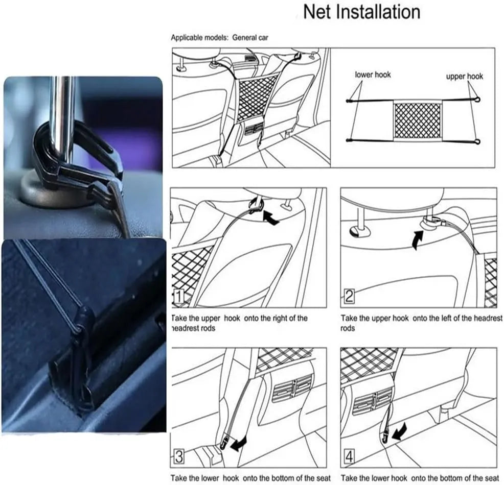 2(Pcs)Upgraded Stretch Car Seat Mesh Storage Net | Backseat Pet & Child Safety Barrier