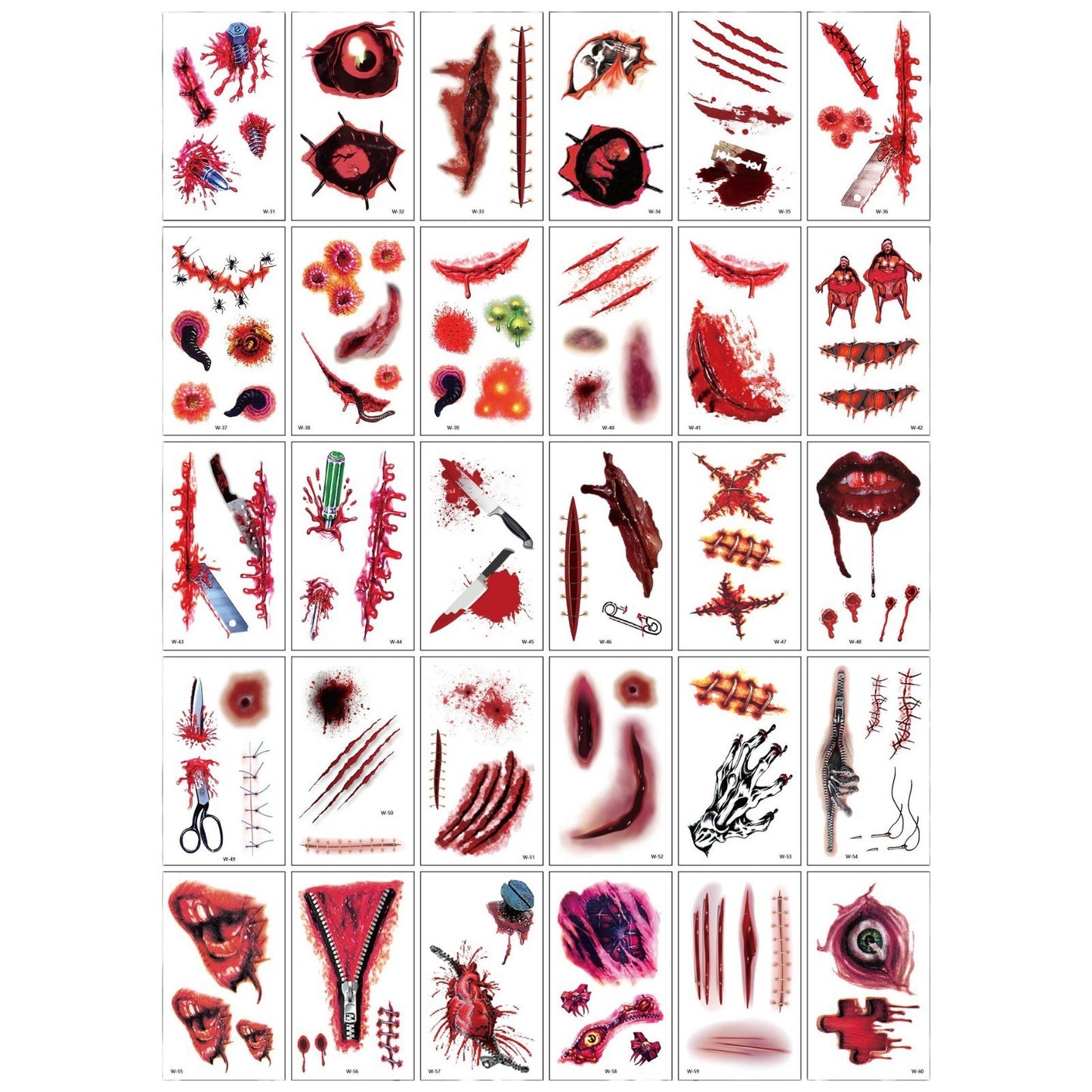 💀 Halloween Party Temporary Tattoos, Fun Face & Body Stickers for Kids & Adults🎃