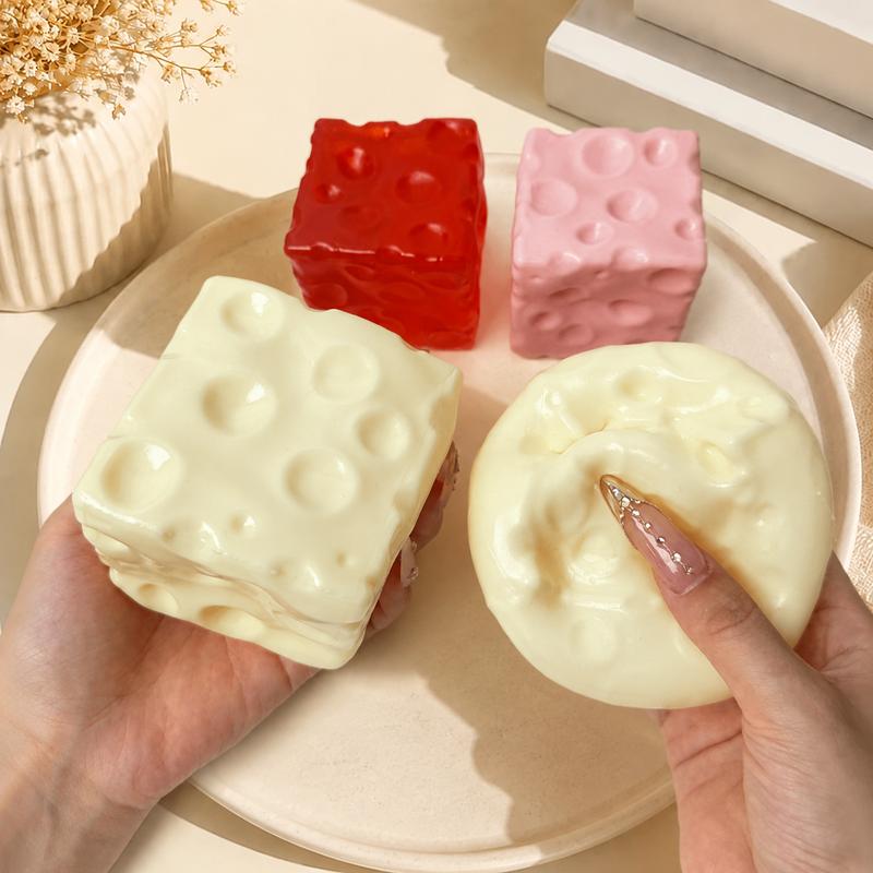 Cheese Squishy Toy for Stress Relief – Large Soft Squeezable Foam Cube Gift for Christmas, Birthday, Office Desk Decor