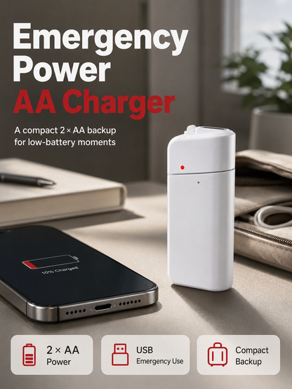 Portable Emergency Phone Charger AA Battery Powered Power Bank with LED Flashlight