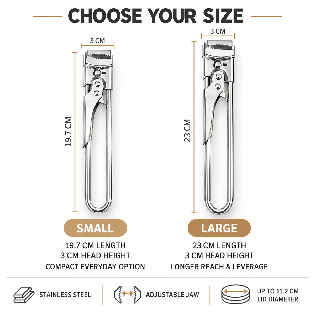 🫙 Adjustable Stainless Steel Jar Lid Opener – Long-Handle Easy-Grip Tool for Tight Jar Lids