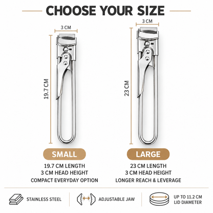 🫙 Adjustable Stainless Steel Jar Lid Opener – Long-Handle Easy-Grip Tool for Tight Jar Lids