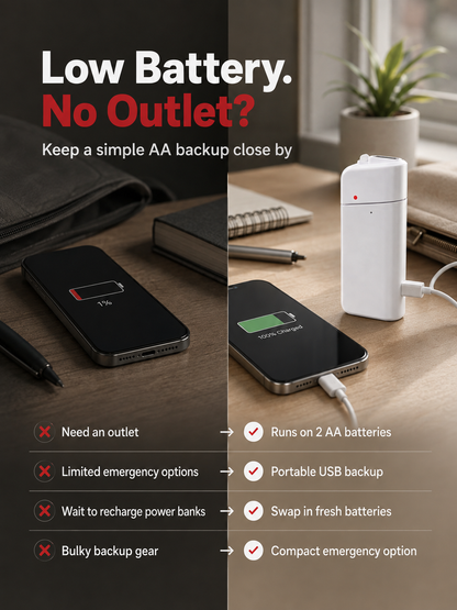Portable Emergency Phone Charger AA Battery Powered Power Bank with LED Flashlight