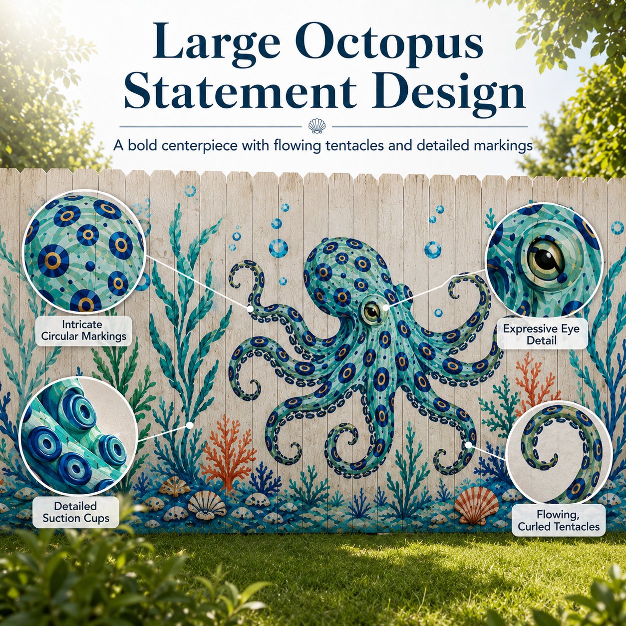 🔥 LAST DAY 49% OFF – 🐙Reusable Ocean Octopus Mural Stencil Set | Bring Plain Walls & Fences to Life with a Bold Underwater Scene 🌊🎨✨