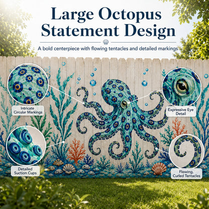 🔥 LAST DAY 49% OFF – 🐙Reusable Ocean Octopus Mural Stencil Set | Bring Plain Walls & Fences to Life with a Bold Underwater Scene 🌊🎨✨