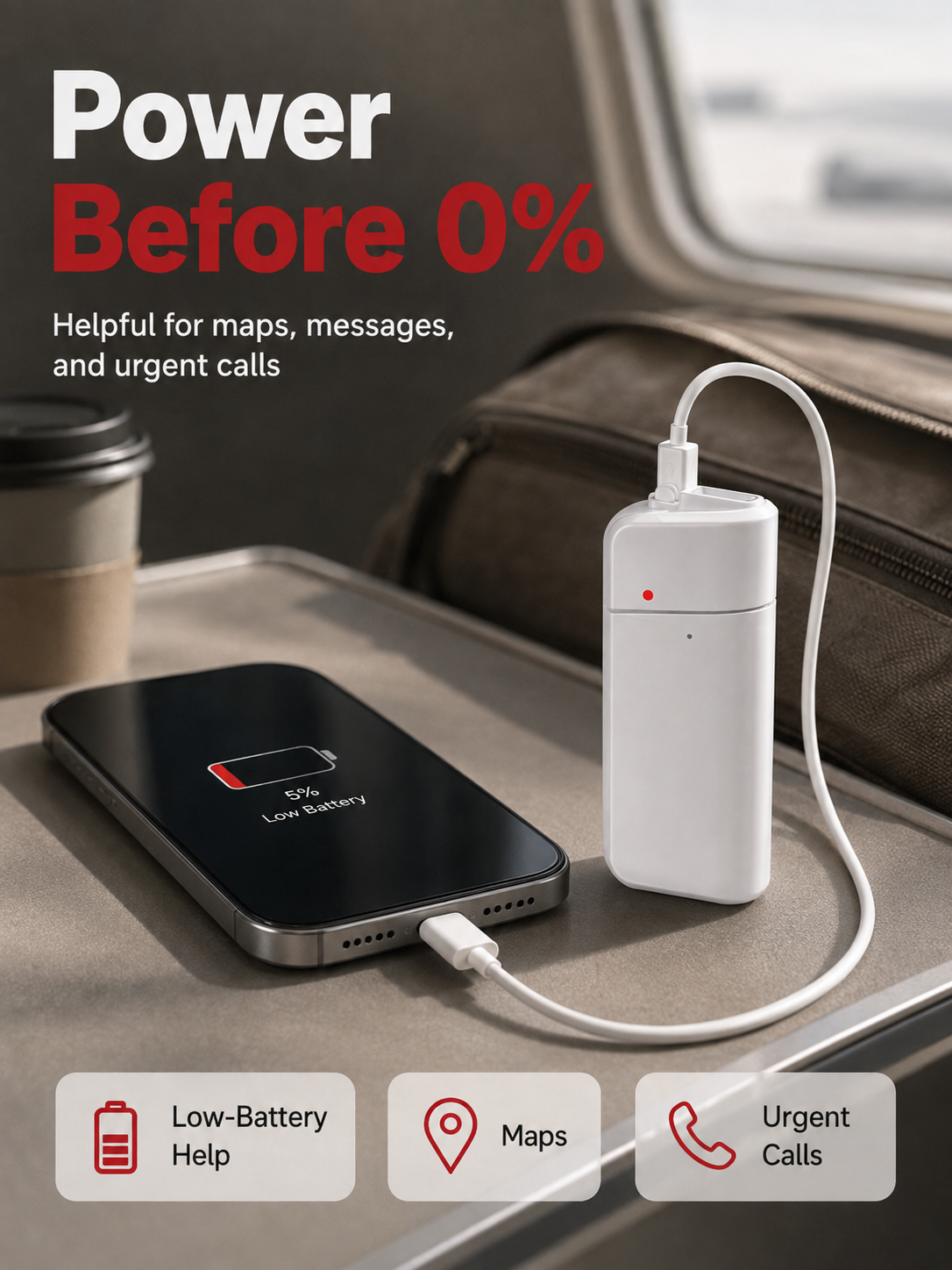 Portable Emergency Phone Charger AA Battery Powered Power Bank with LED Flashlight