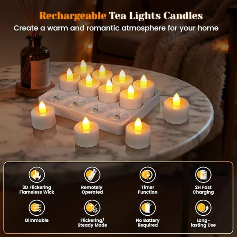 No‑Flame Rechargeable LED Candles, Warm Ambient Home Decoration