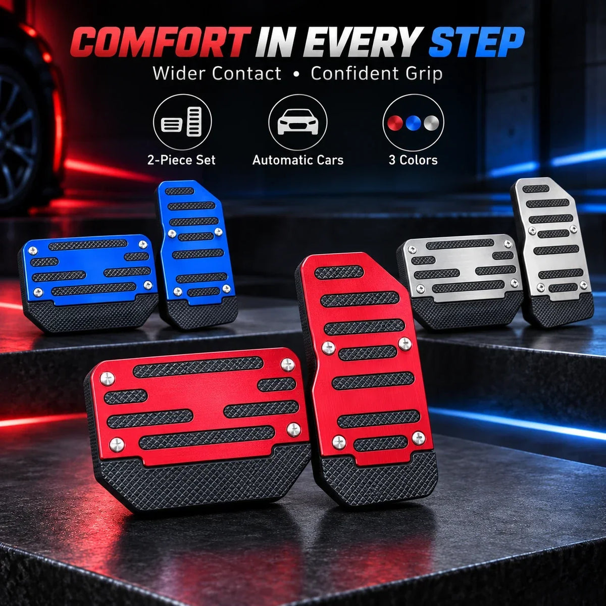 Car Pedal Covers, Aluminum Alloy Sets for Automatic & Manual Vehicles