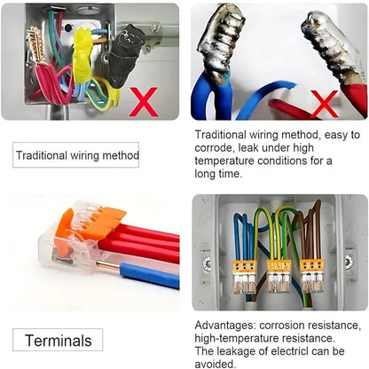 ⚡75 Pack Wire Quick Connectors | Reusable 2/3/5 Port Electrical Terminal Block Kit