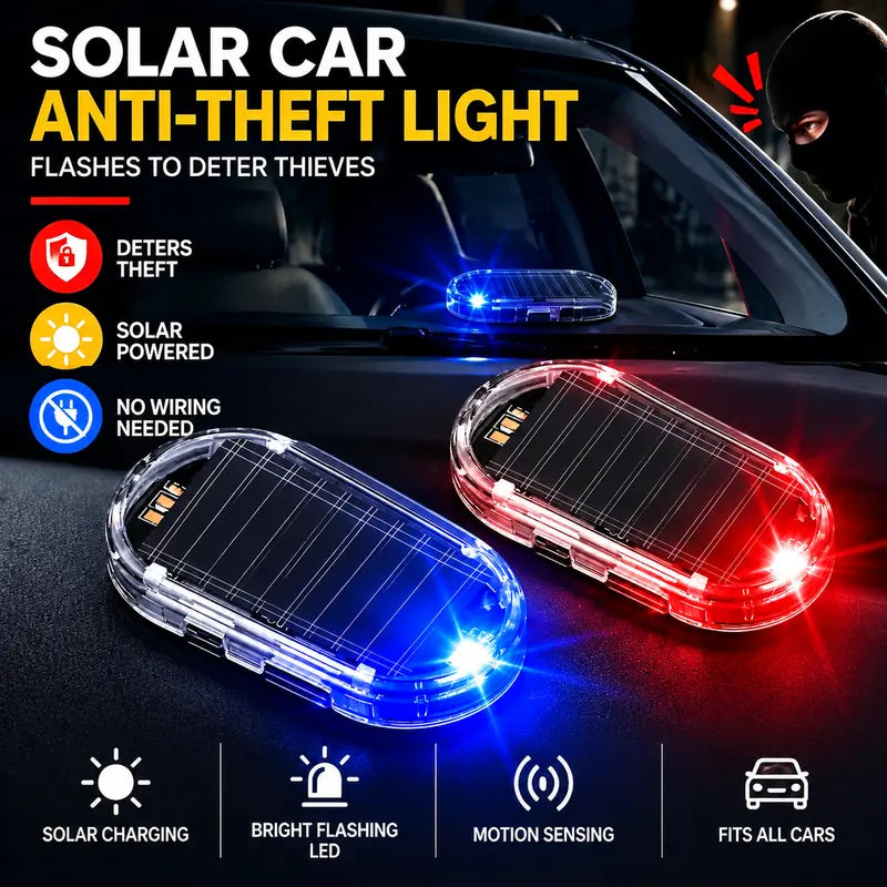 Buy 1 Get 1 Free🚨Solar Car Anti-Theft Light - Light Sensor Auto Flash Fake Warning Light for All Cars🚗