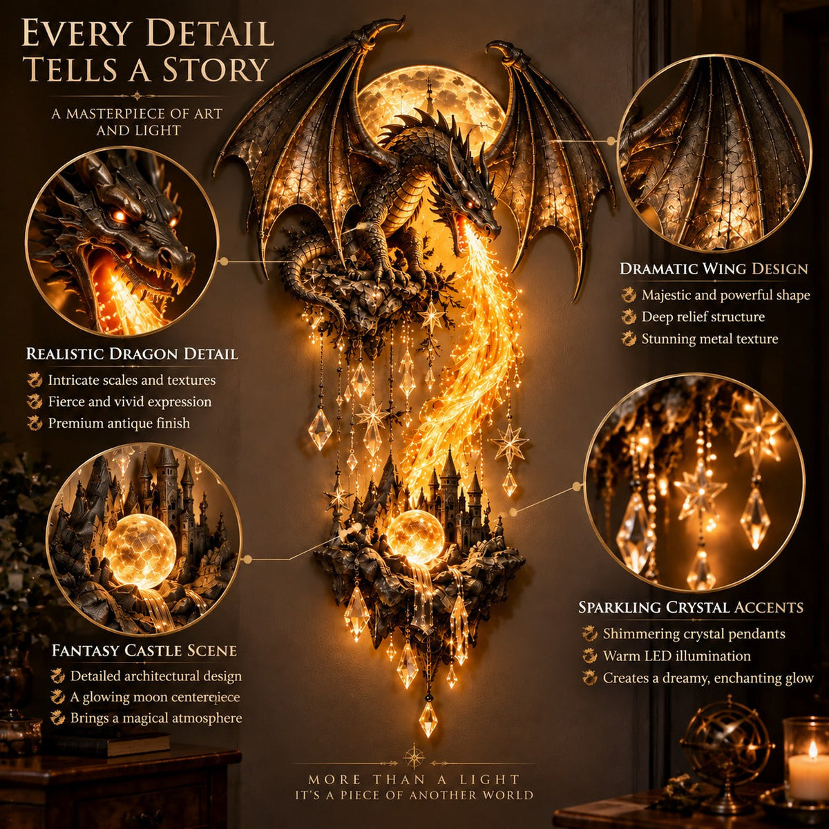 🔥Last Day 49% OFF -🐉 Dragonfire Guardian™ Wall Sconce – A Legendary Flame Awakens On Your Wall 🔥