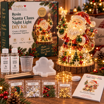 🎄 ✨Beginner-Friendly Resin Christmas Tree Night Light DIY Kit | Complete Kit with Mold, Resin, Fairy Lights & Festive Decorations ✨