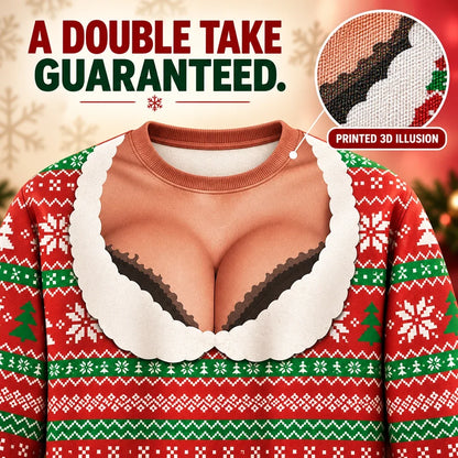 Humorous 3D-Illusion Ugly Christmas Sweatshirt