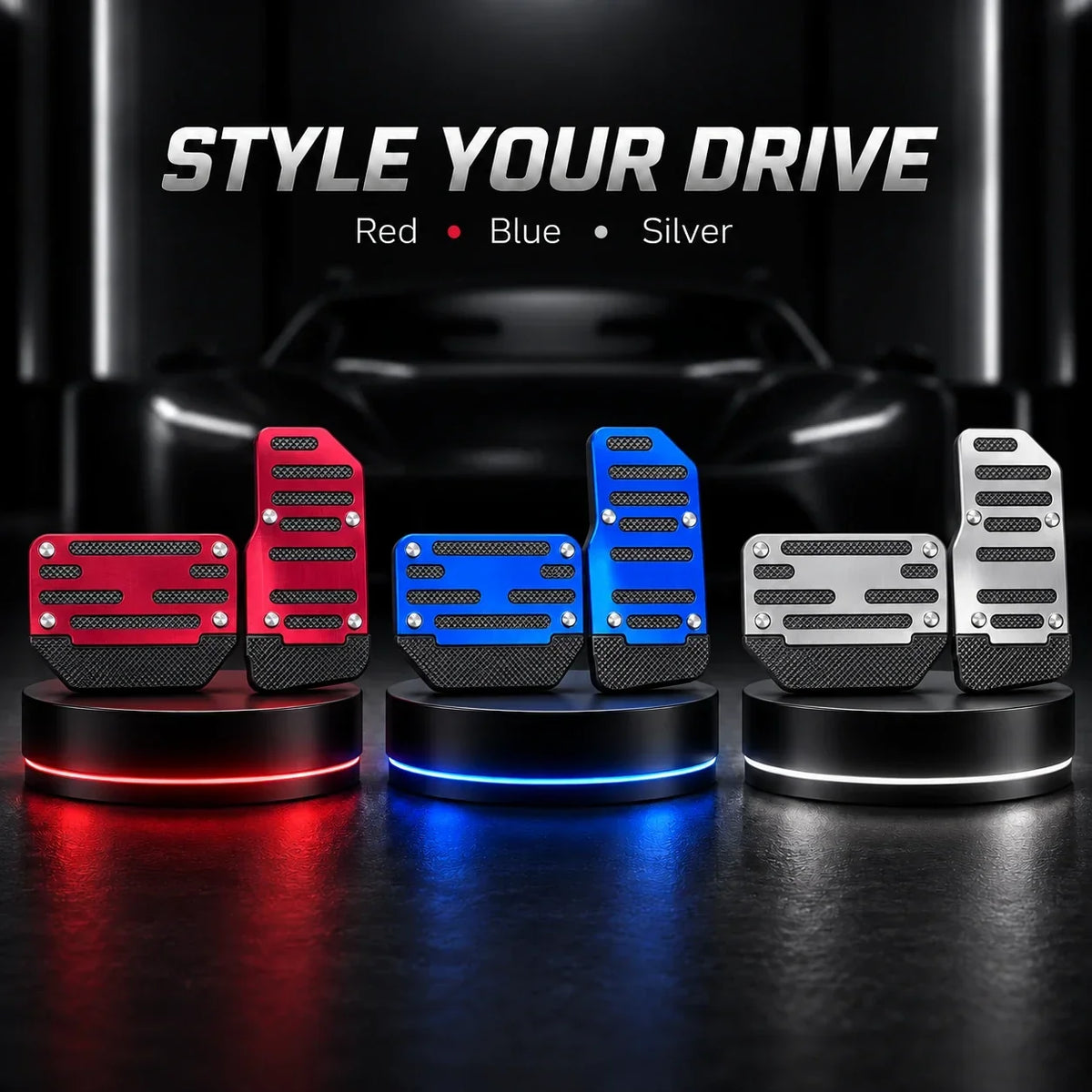 Car Pedal Covers, Aluminum Alloy Sets for Automatic & Manual Vehicles