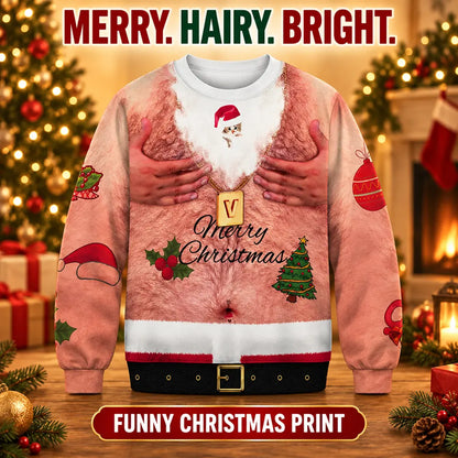 Humorous 3D-Illusion Ugly Christmas Sweatshirt