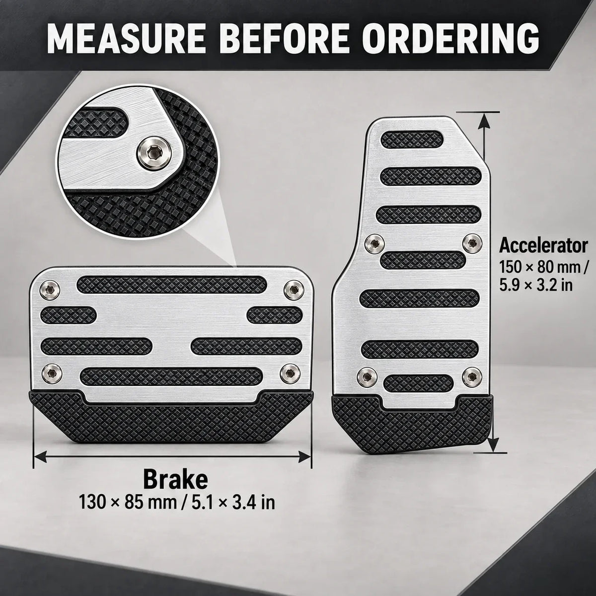 Car Pedal Covers, Aluminum Alloy Sets for Automatic & Manual Vehicles