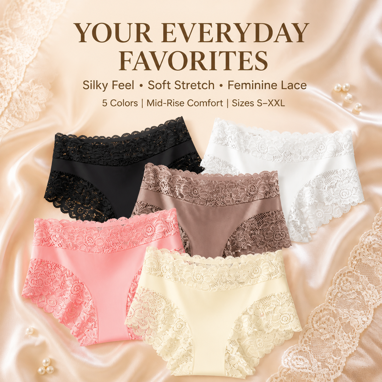 Silky Smooth & Sexy Lace Mid-Waist Panties