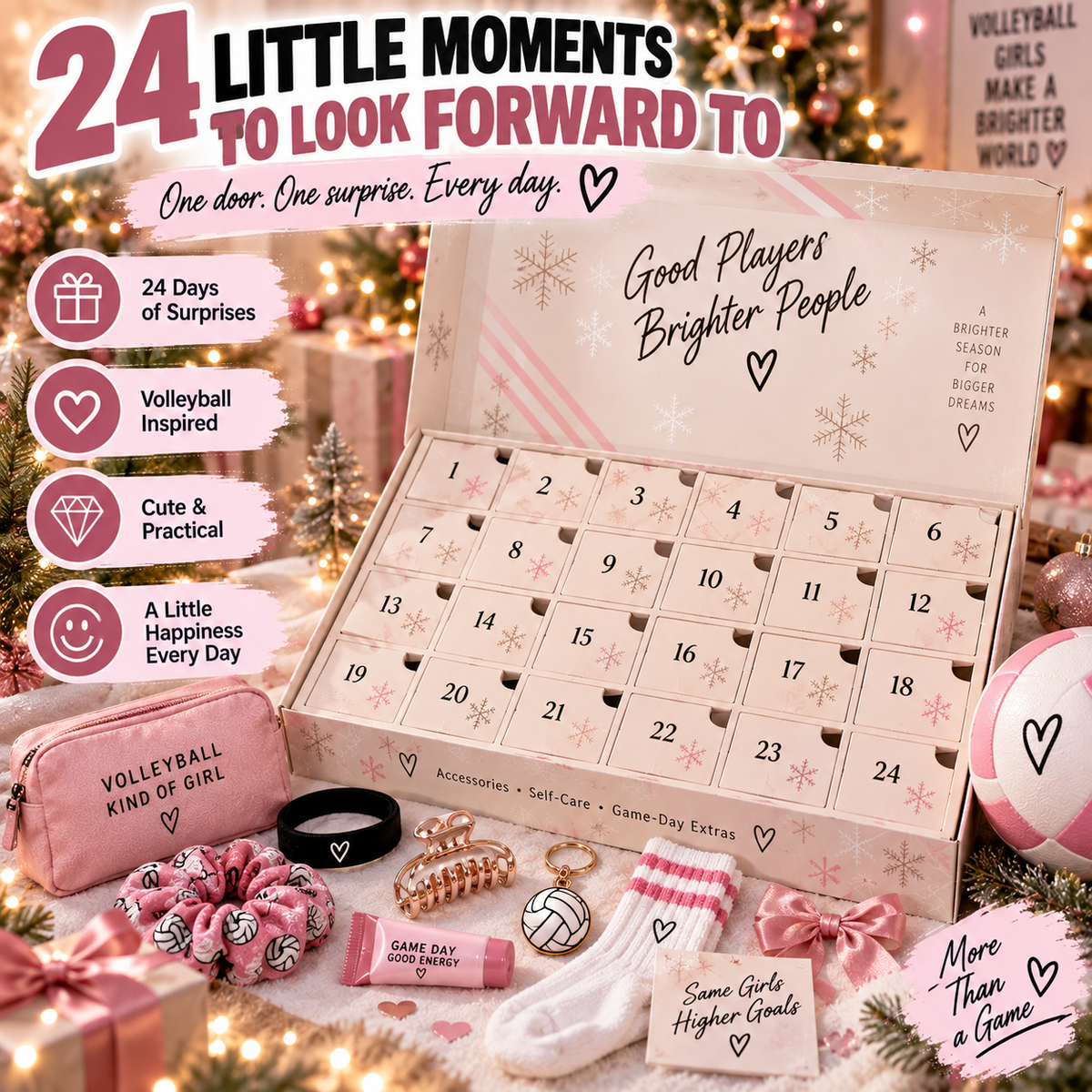 🏐 Volleyball Advent Calendar – 24-Day Christmas Countdown Gift for Girls, Players & Teammates