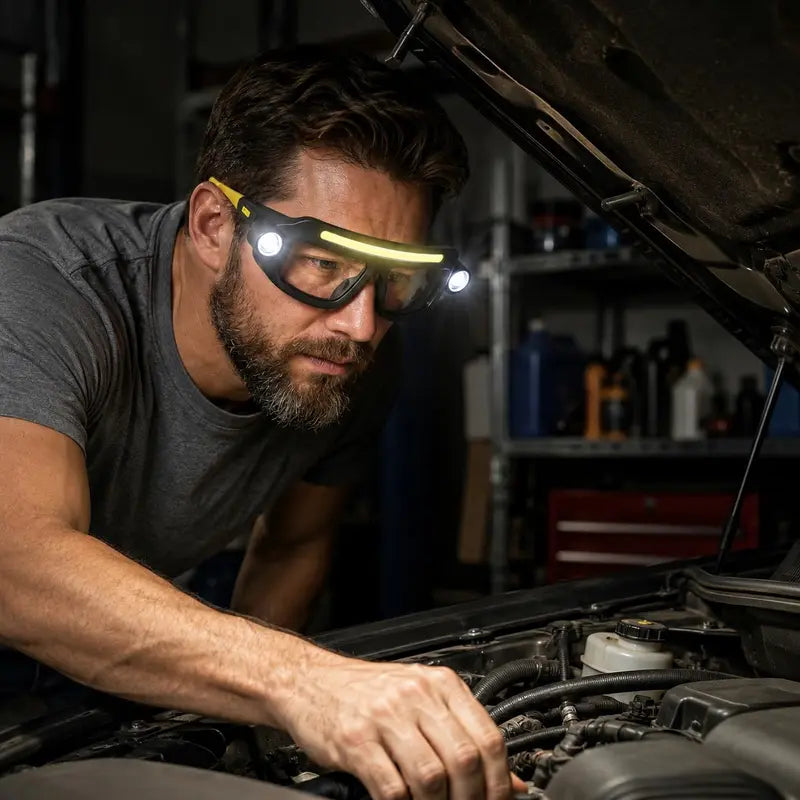 Rechargeable LED Headlamp Glasses - Hand-Wave Sense, Type-C USB Charging