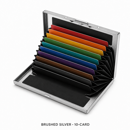🔒 RFID-Blocking Stainless Steel Card Wallet – 6/10-Card Slim Organizer
