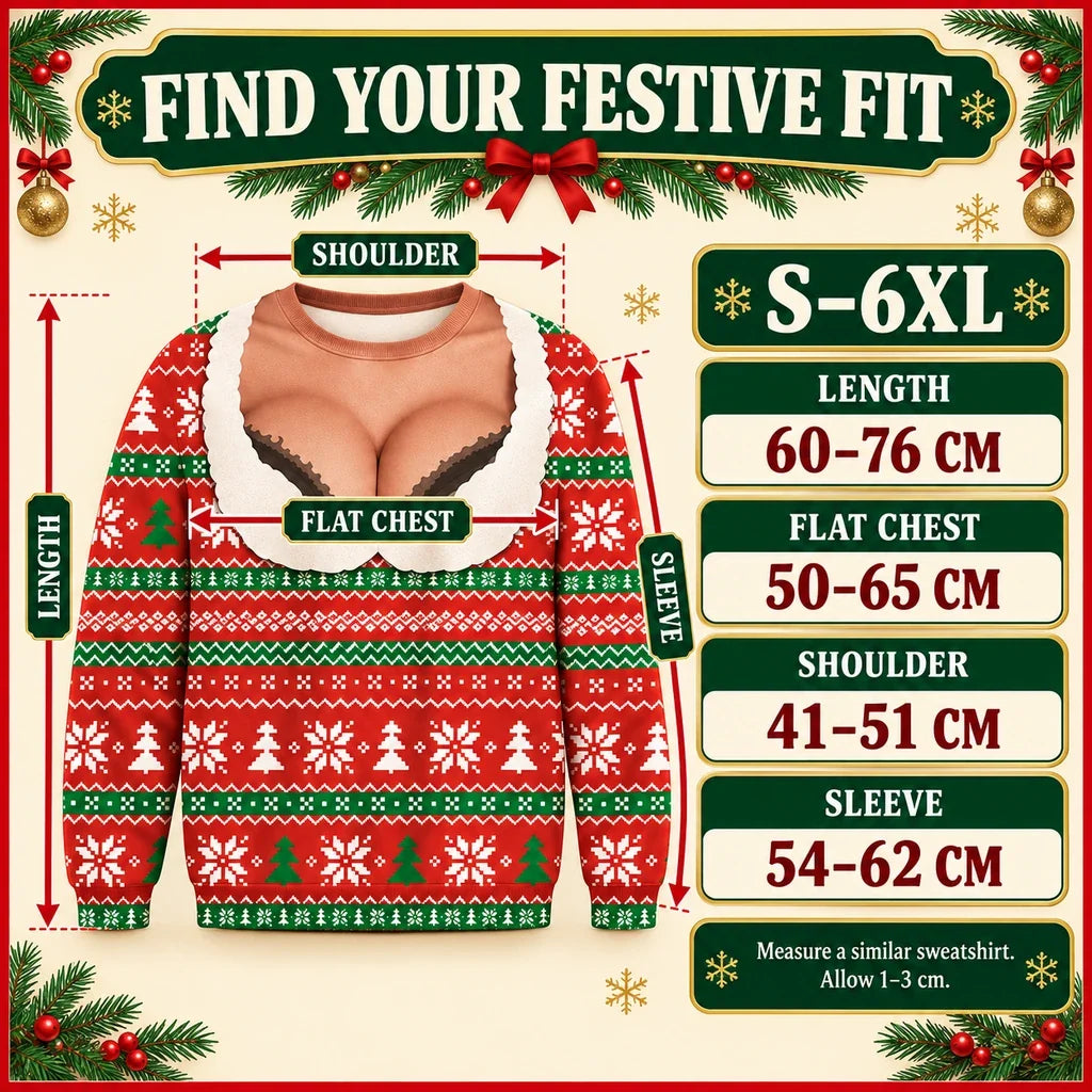 Humorous 3D-Illusion Ugly Christmas Sweatshirt