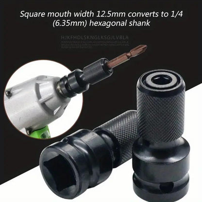 2 PCS 1/2 inch Square Drive to 1/4 inch Hex Female Socket Adapter Converter Chuck Adapter