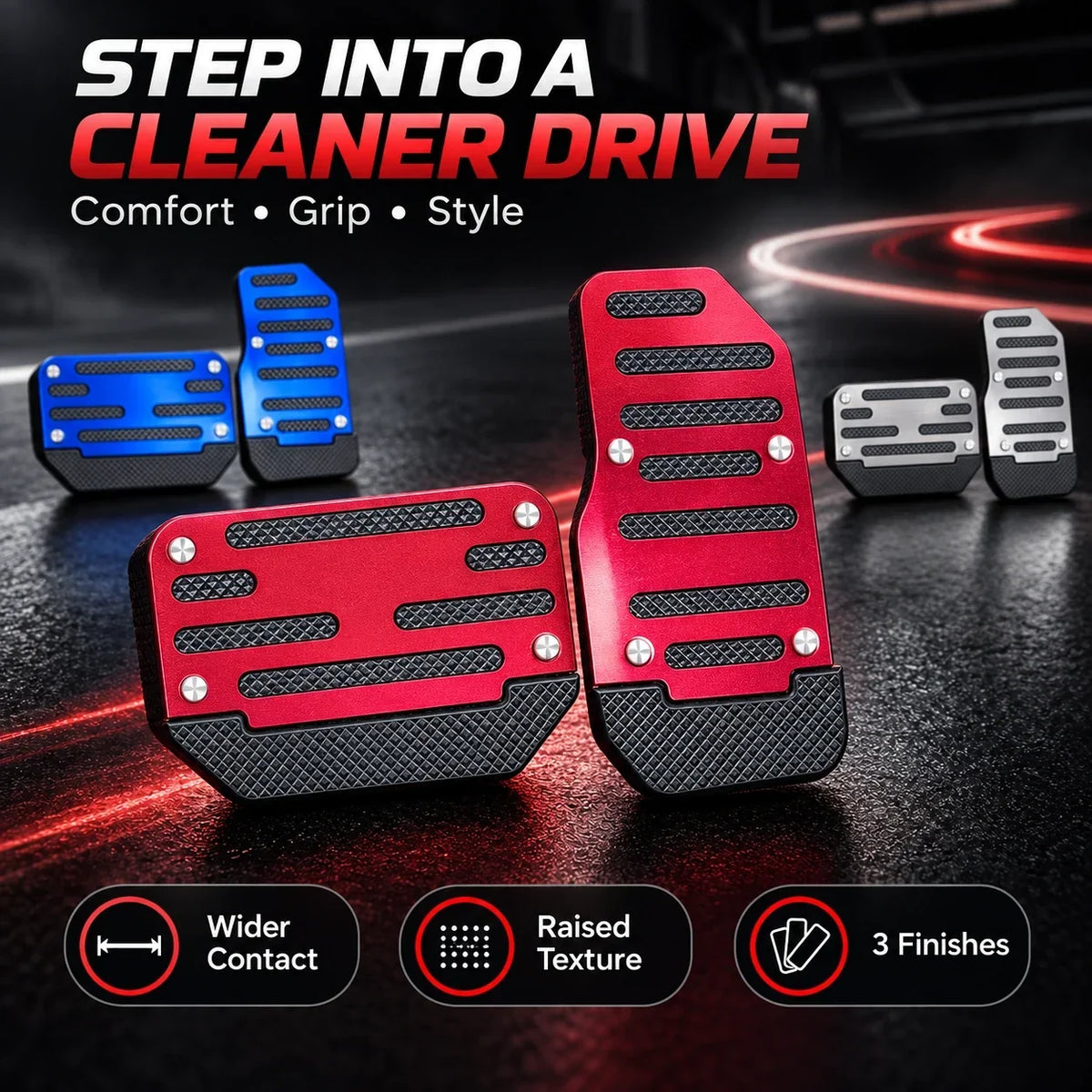 Car Pedal Covers, Aluminum Alloy Sets for Automatic & Manual Vehicles