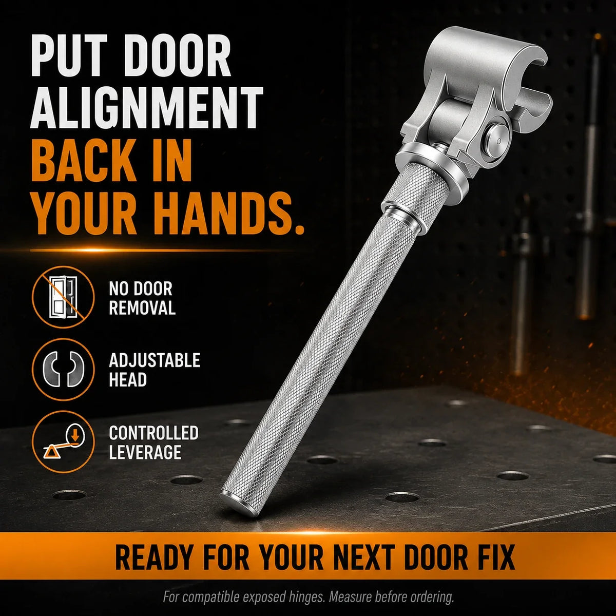 Adjustable Door Hinge Alignment Tool – No-Removal Gap & Sagging Door Adjuster