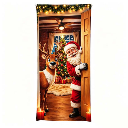 Christmas Door Cover - Stretch Fit Santa & Reindeer Door Decoration with 4-Side Elastic Edges🎅 - image 12