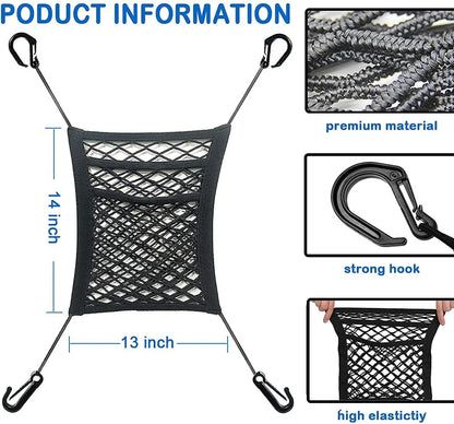 2(Pcs)Upgraded Stretch Car Seat Mesh Storage Net | Backseat Pet & Child Safety Barrier