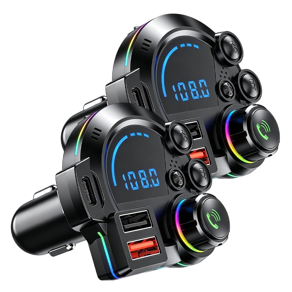 Bluetooth 5.3 Car FM Transmitter & Dual Port Fast Charger