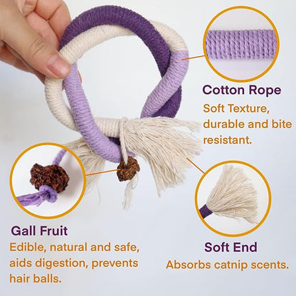 🔥LAST DAY 49% OFF😻3Pcs Catnip Chew Rope Toy – Natural, Safe Tooth Cleaner for Indoor Cats