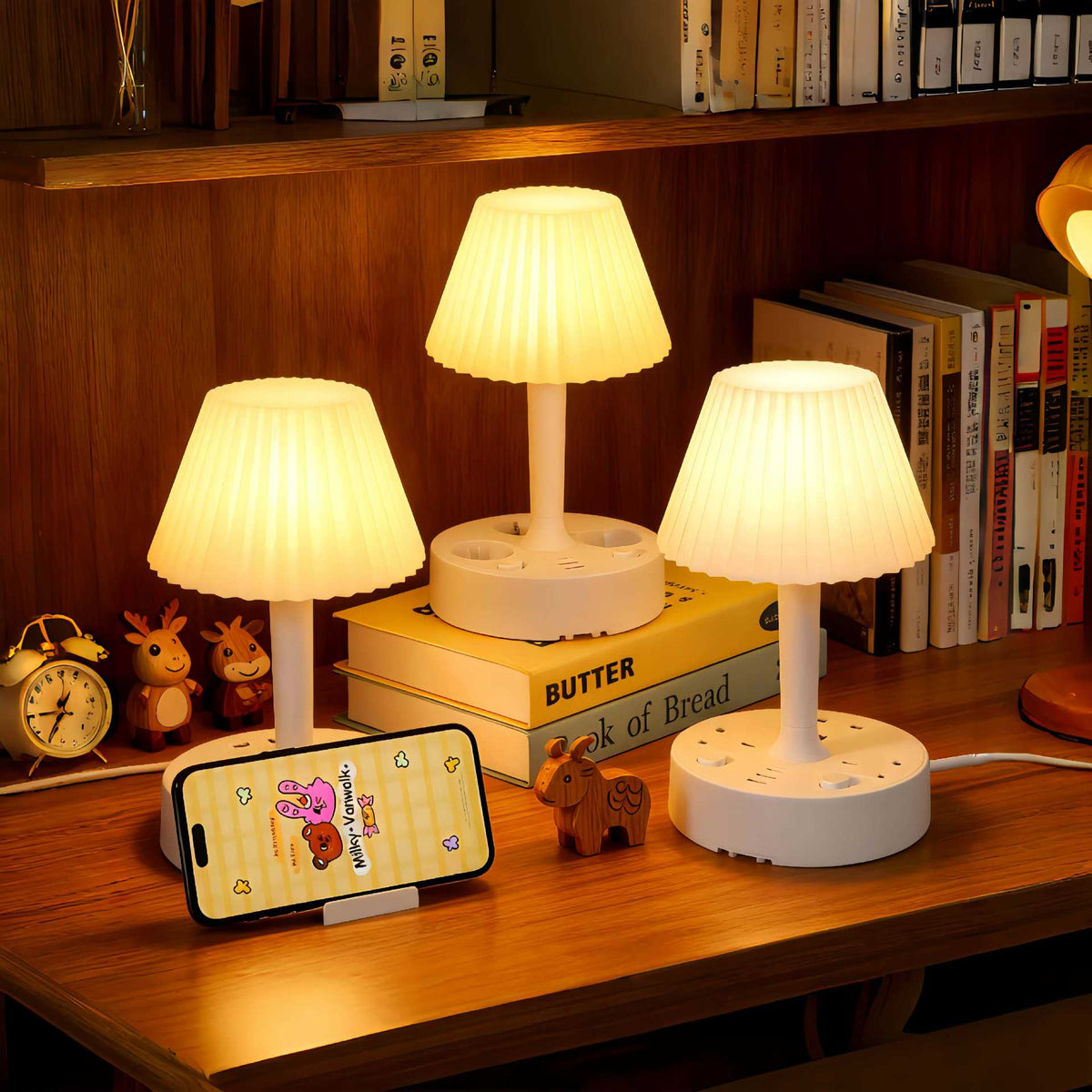 Bedside Lamp with Charging Station – 3-in-1 Nightstand Light, Power & Style