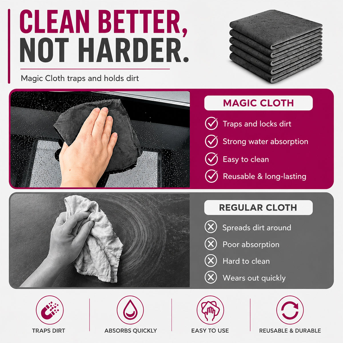 Magic Microfiber Cleaning Cloth (5-Pack)🔥