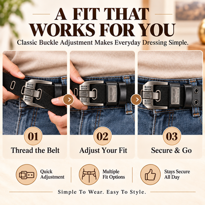 Men's Classic Woven Belt – Adjustable Metal Buckle, Durable Textured Strap