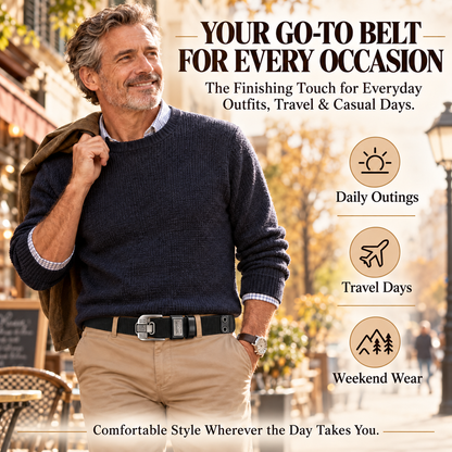 Men's Classic Woven Belt – Adjustable Metal Buckle, Durable Textured Strap