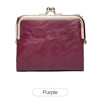 Vintage Kiss-Lock Women’s Compact Wallet – RFID Blocking Bifold with Card Slots, Coin Pocket & Zipper Storage