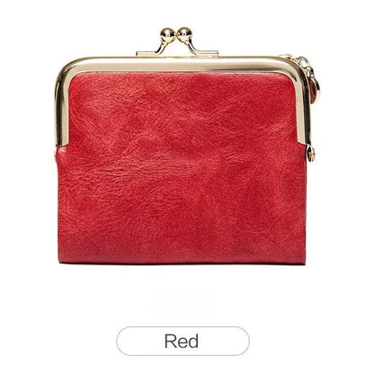 Vintage Kiss-Lock Women’s Compact Wallet – RFID Blocking Bifold with Card Slots, Coin Pocket & Zipper Storage