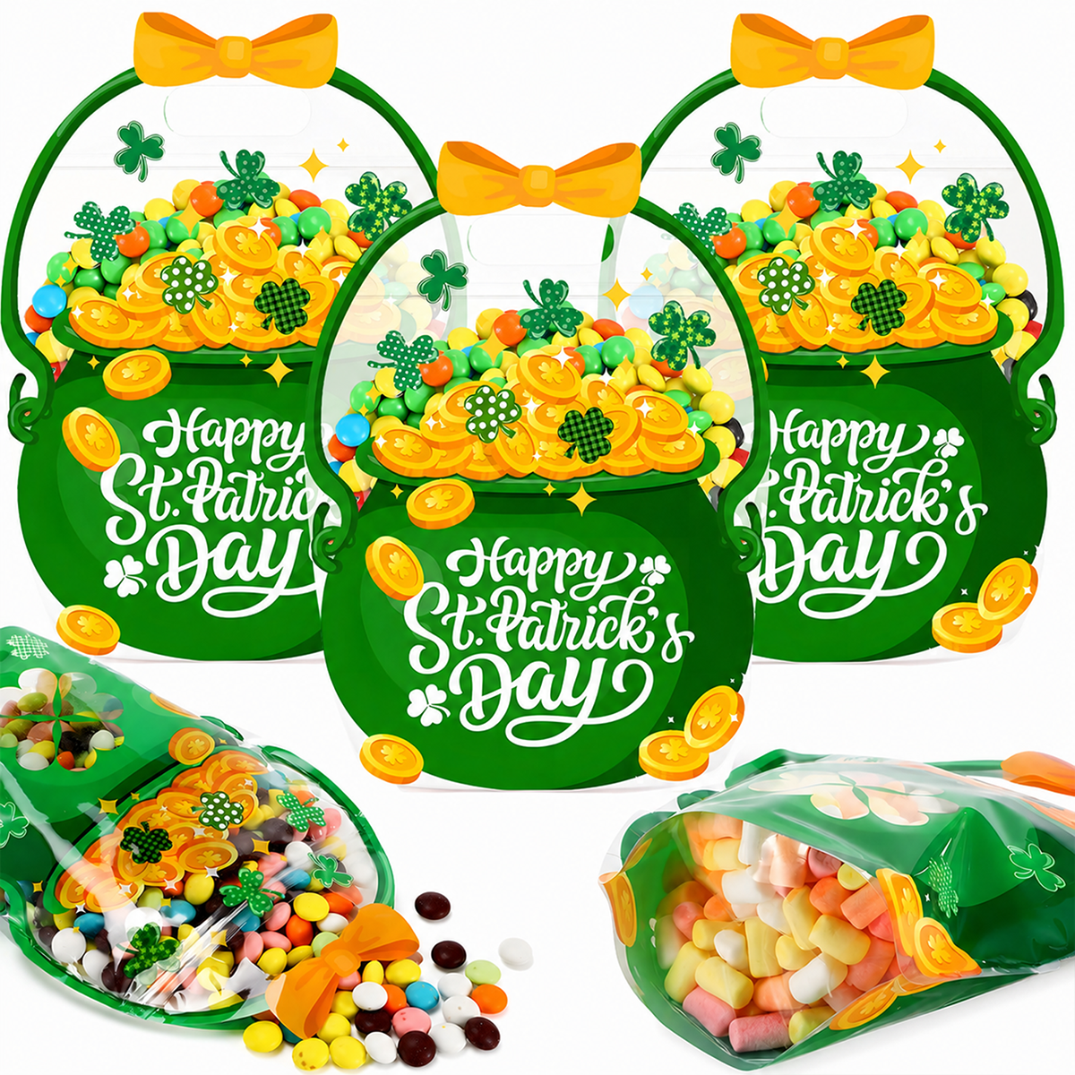 🎃 Halloween Party Favor Bags – Transparent Treat Bags in Fun Halloween Designs