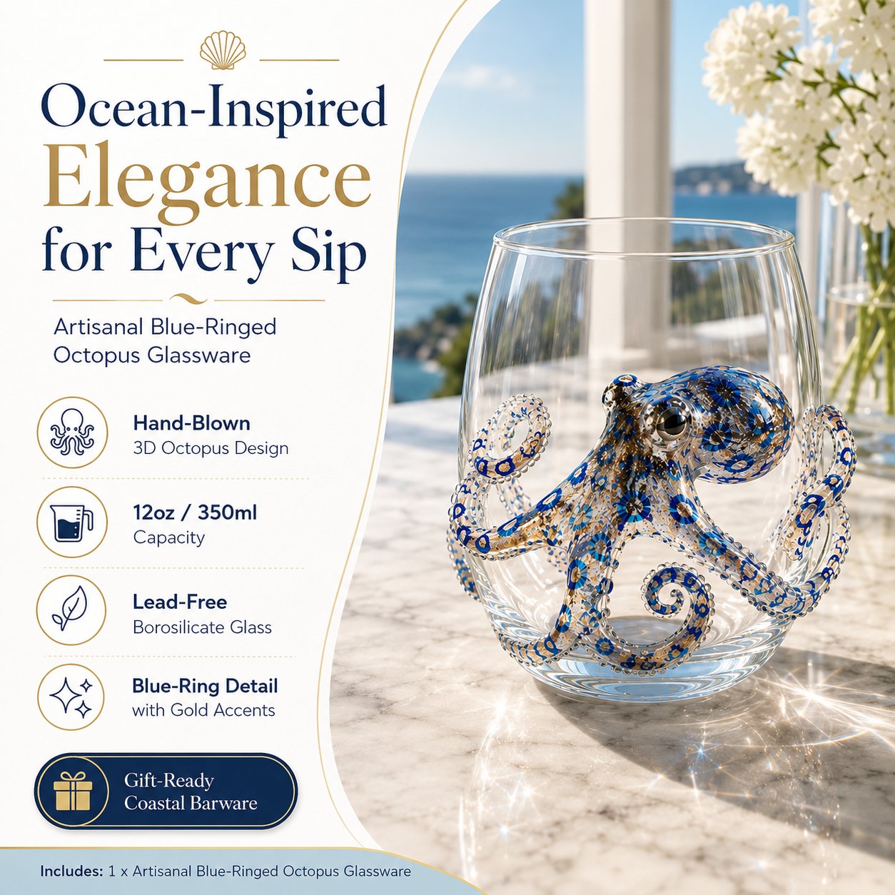 🎁The Perfect Beach House Gift🌊3D Ocean Animal Artisan Glassware Collection
