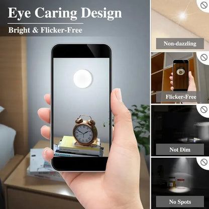 eye-caring, flicker-free LED light feature tested through a smartphone camera display.