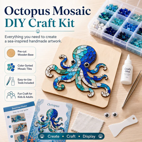 🔥 LAST DAY 59% OFF – 🌊 Octopus Mosaic Kit | Beginner-Friendly DIY Glass Craft with Step-by-Step Instructions
