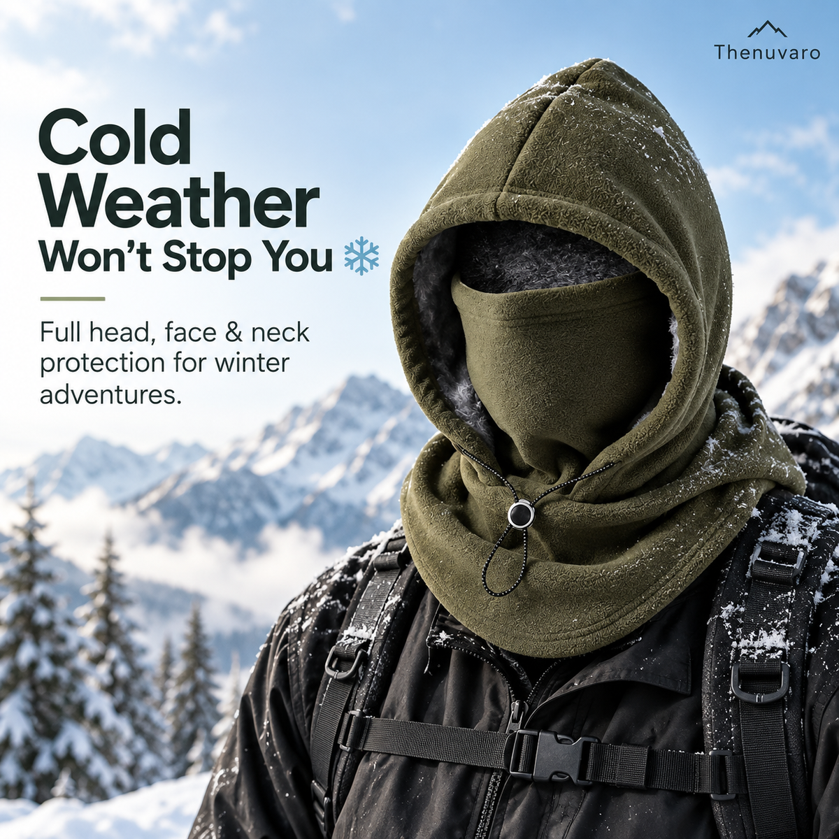🥶 Fleece Balaclava Hood – 3-in-1 Winter Face Mask Hat For Skiing, Cycling & Outdoor Adventures