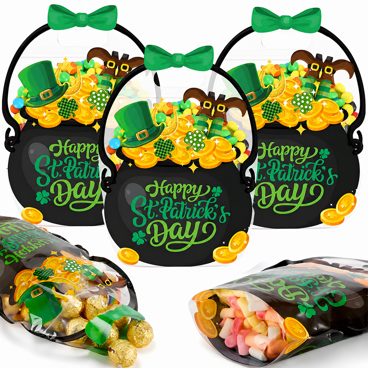 🎃 Halloween Party Favor Bags – Transparent Treat Bags in Fun Halloween Designs
