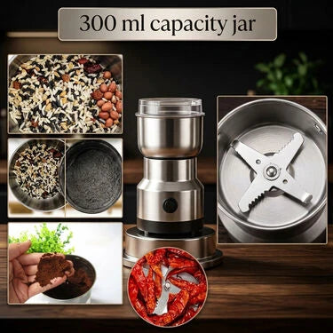 ✨Mini Stainless Steel Spice Coffee Grinder, One Touch Multi-Function Dry Grain Powder Mill