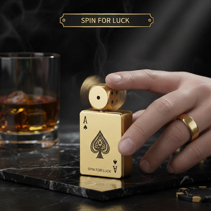 🎲Windproof Poker Dice Rotating Cigar Lighter, Butane Refill (Not Included)